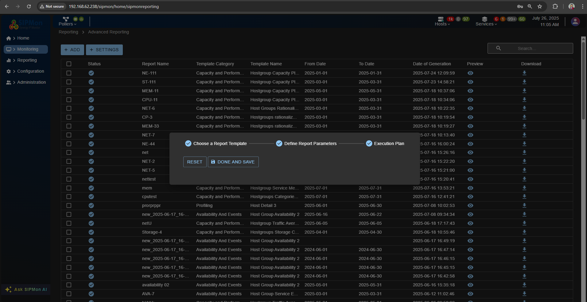 Steps 4 to create an Availability and Event Report