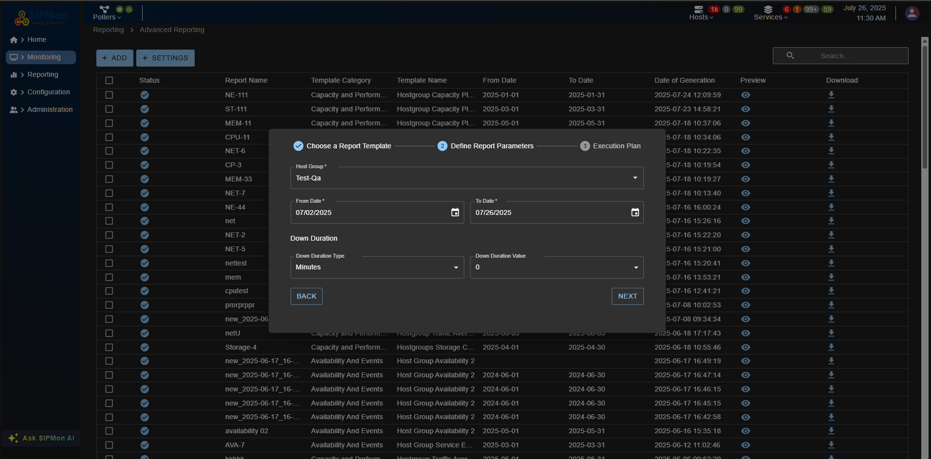 Steps to create HostGroup Hot Availability and Event Report