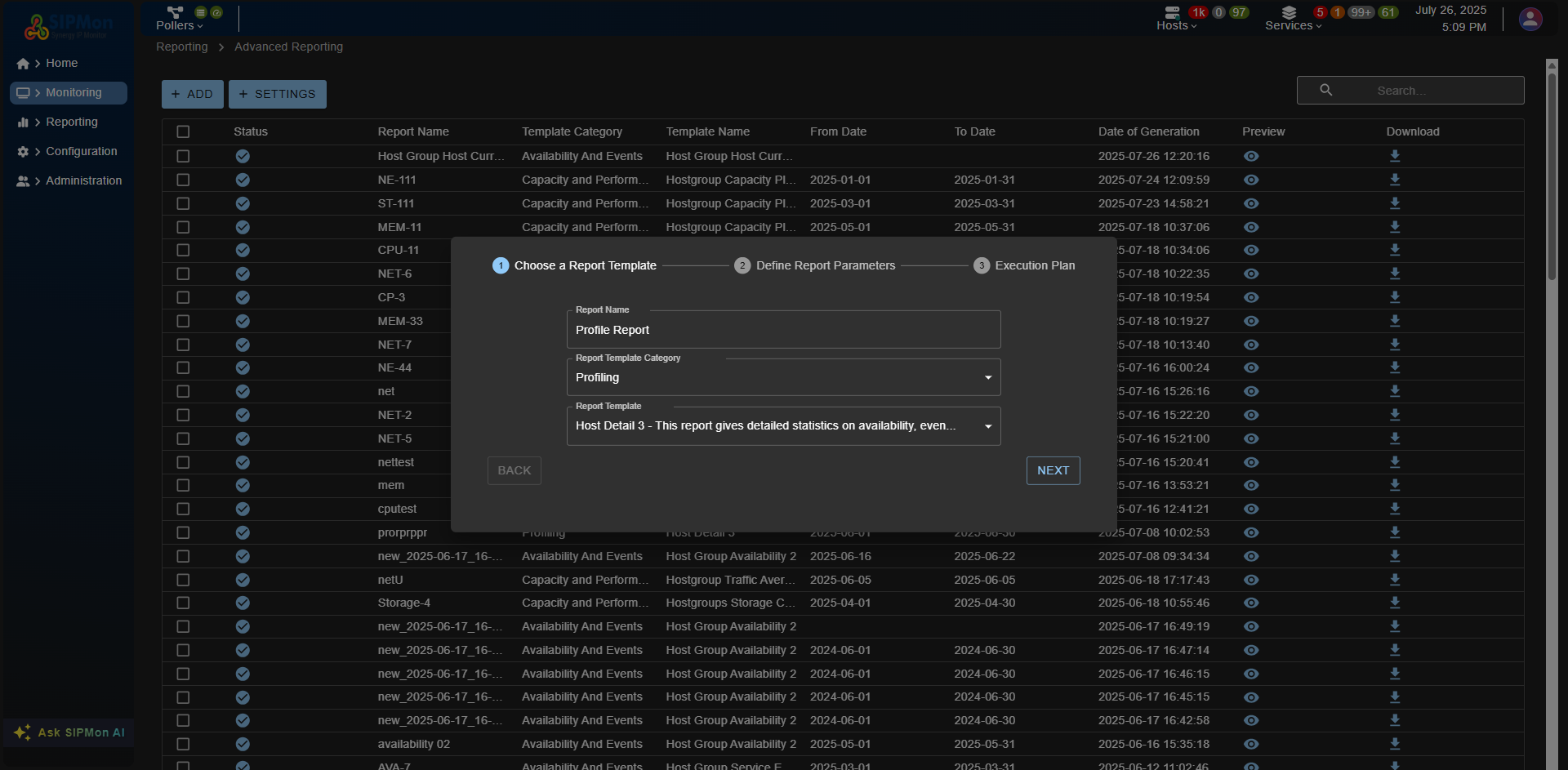 Steps to create an Profiling Report