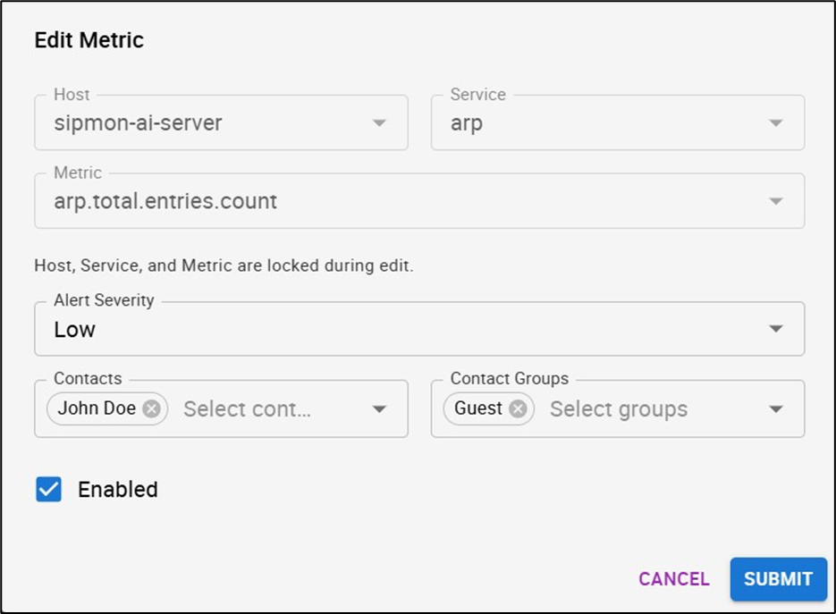 Edit Metric Form